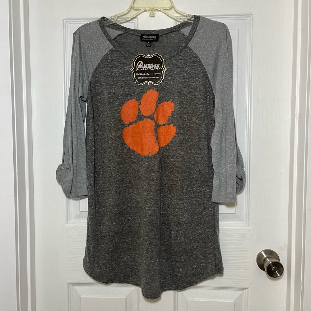 Gameday Couture NWT Clemson Tigers Women's Gray and Orange Top